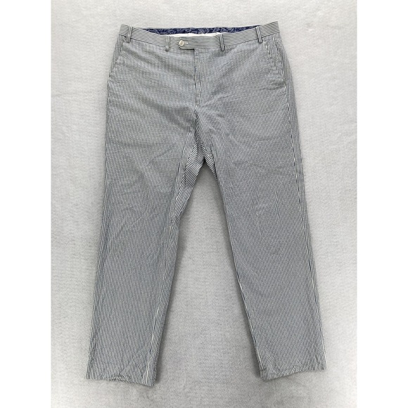 Lauren Ralph Lauren Pants Mens 38x32 Blue White Seersucker Preppy Nautical Pony - Picture 1 of 13